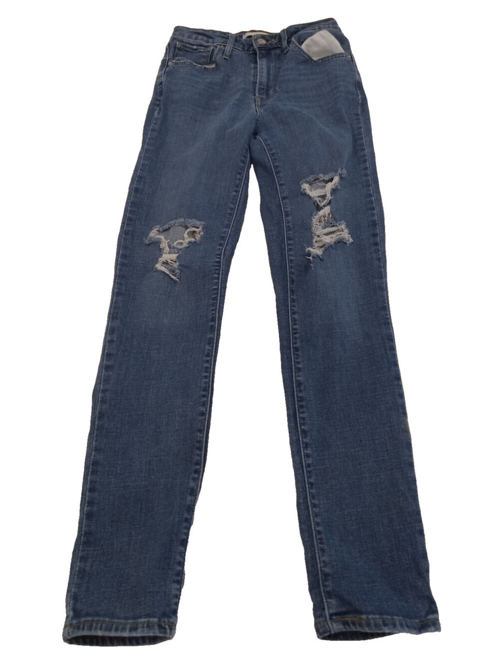 Levi’s 721 High Rise Skinny Jeans Womens 27 Medium Wash Blue Distressed 27x30